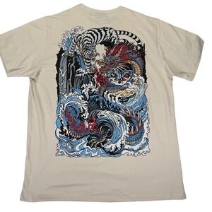 Rebel Vengeance Dragon Tiger Graphic Tee Mens XL Japanese Streetwear NWT